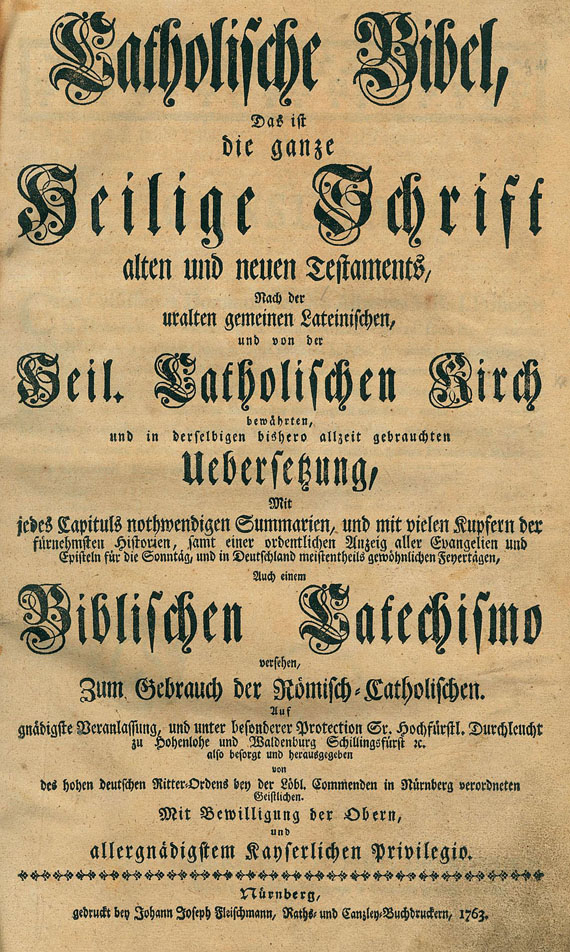   - Catholische Bibel. 1763.