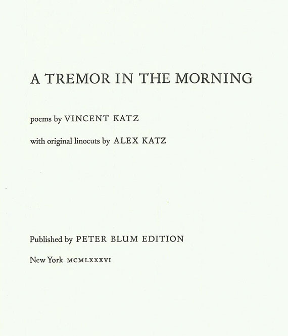 Alex Katz - Katz, V., A tremor in the morning. 1986.