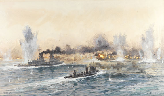 Claus Bergen - Das Flottenflaggschiff "Friedrich der Große" in der Skagerrakschlacht 1916