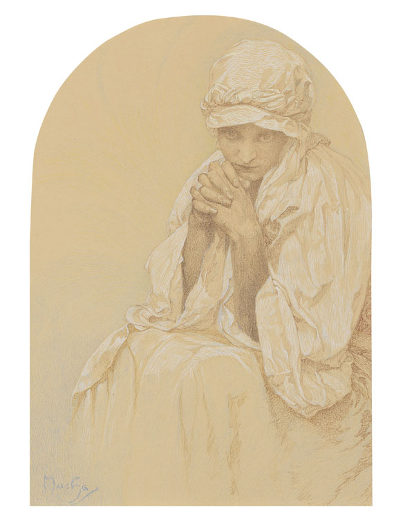 Alphonse Mucha - Porträt einer jungen Frau