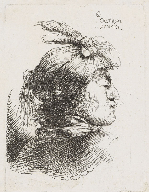 Giovanni Benedetto Castiglione - 10 Blätter: Kleine Kopfstudien mit orientalischem Kopfschmuck