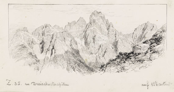Edward Theodore Compton - 2 Bll.: Berghof. Panorama der Dreischusterspitze