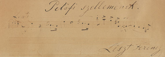 Franz Liszt - Autograph, mont. unter lithogr. Porträt. Ca. 1877.