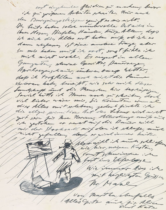 Hermann Max Pechstein - Brief mit Zeichnung (24. Juli 1927).