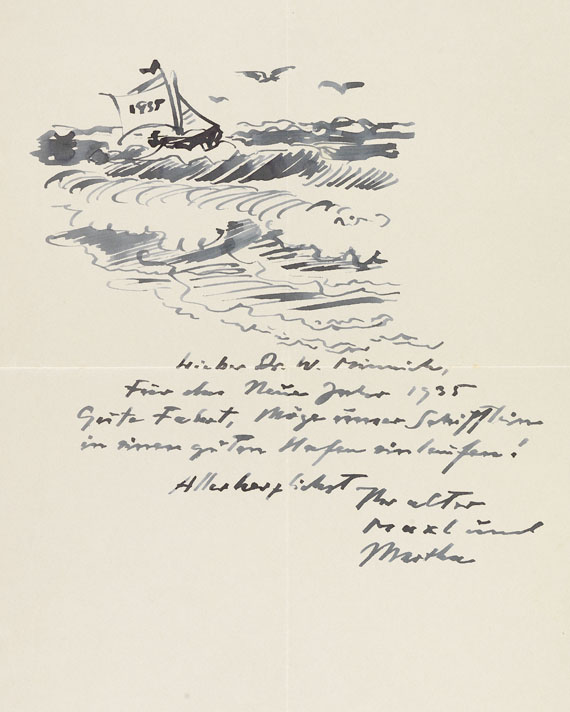 Hermann Max Pechstein - Brief mit Zeichnung (1935).
