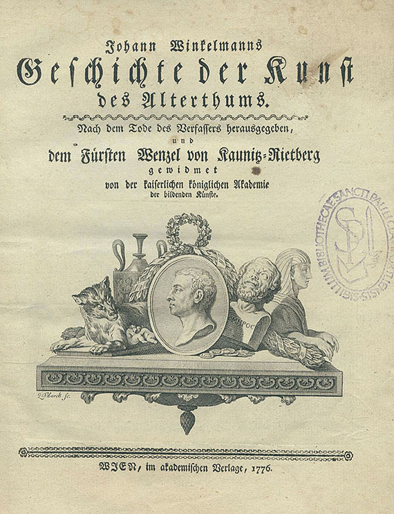Johann Joachim Winckelmann - Geschichte d. Kunst d. Altertums. 1776. 2 Bde.