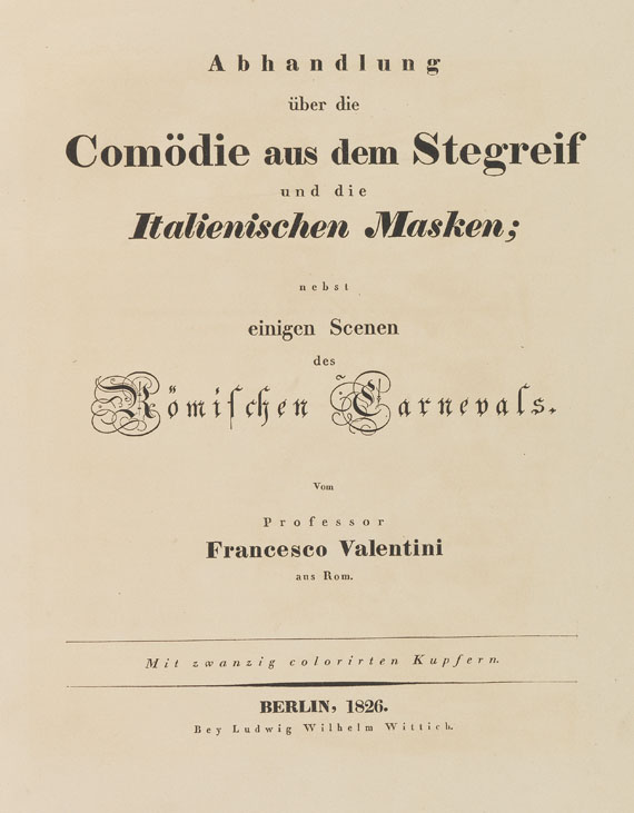 Francesco Valentini - Valentini, F., Trattato su la Commedia dell´Arte. 1826. - Weitere Abbildung