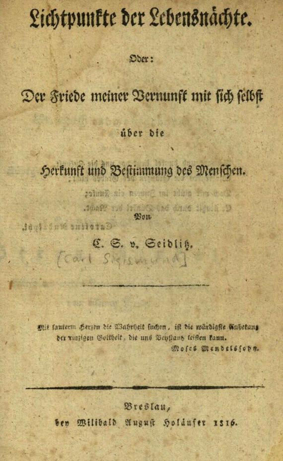Carl Sigismund von Seidlitz - Lichtpunkte der Lebensnächte, 1816