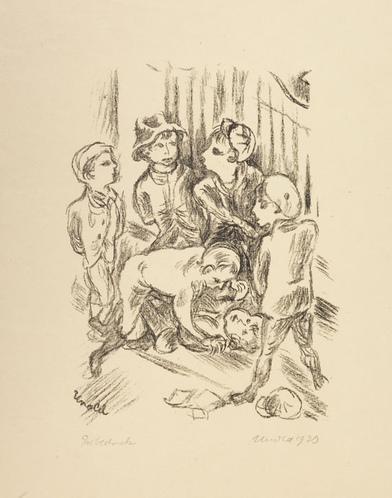 Alfred Kubin - 3 Mappen: ca. 500 Zeichnungen und Druckgrafiken div. Künstler. Tlw. gewidmet an Kubin. Ca. 1910-60.