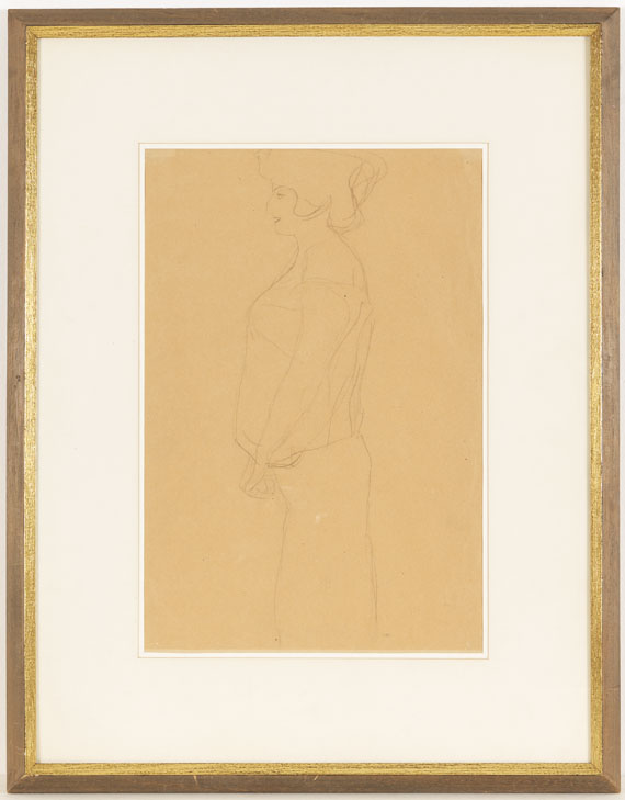 Gustav Klimt - Schwangere im Profil nach links, Studie zu "Hoffnung I" - Rahmenbild