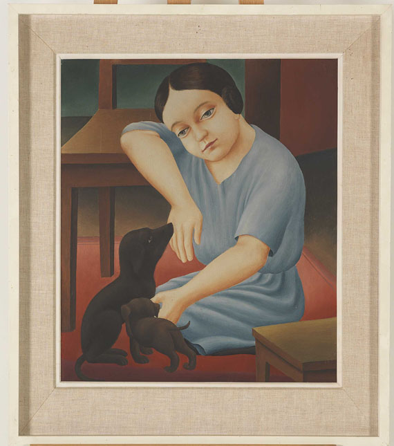 Georg Schrimpf - Mädchen mit Hunden - Rahmenbild