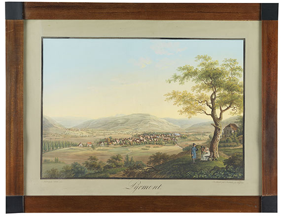 Johann Heinrich Bleuler - 2 Bll.: Ansichten von Bad Pyrmont (J. H. Bleuler). 1812. - Weitere Abbildung