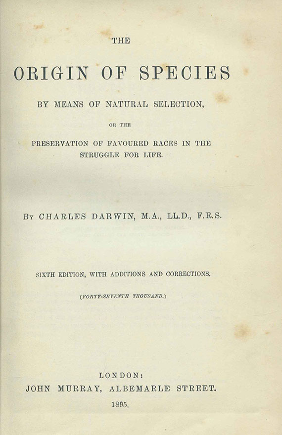 Charles Darwin - Origin of Species 1895 - 1 Beigabe