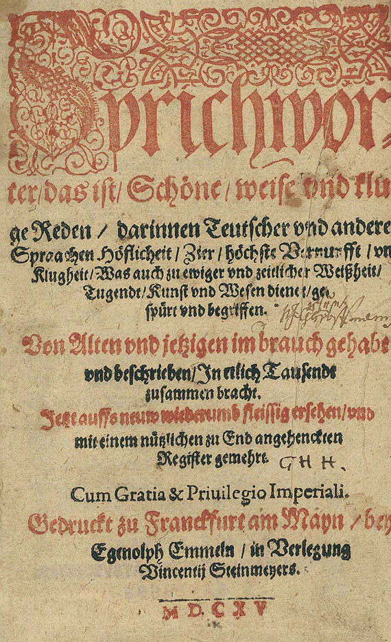 Sebastian Franck - Sprichwörter. 1615