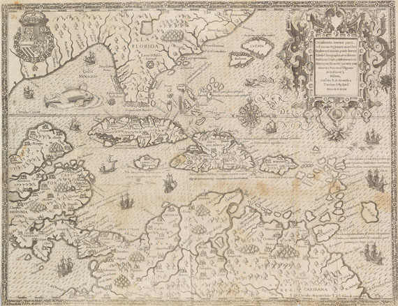 Amerika - 2 Bll. Occidentalis Americae + Hispaniae novae. De Bry, 1594