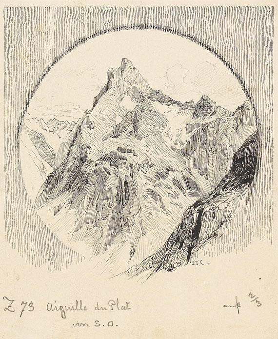 Edward Theodore Compton - 2 Bll.: Ansichten des Aiguille du Plat de la Selle, vom Pic de la Grave und von Südosten aus gesehen - Weitere Abbildung