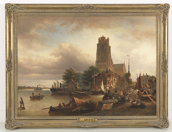 Elias van Bommel - Ansicht von Dordrecht mit der Grote Kerk - Rahmenbild