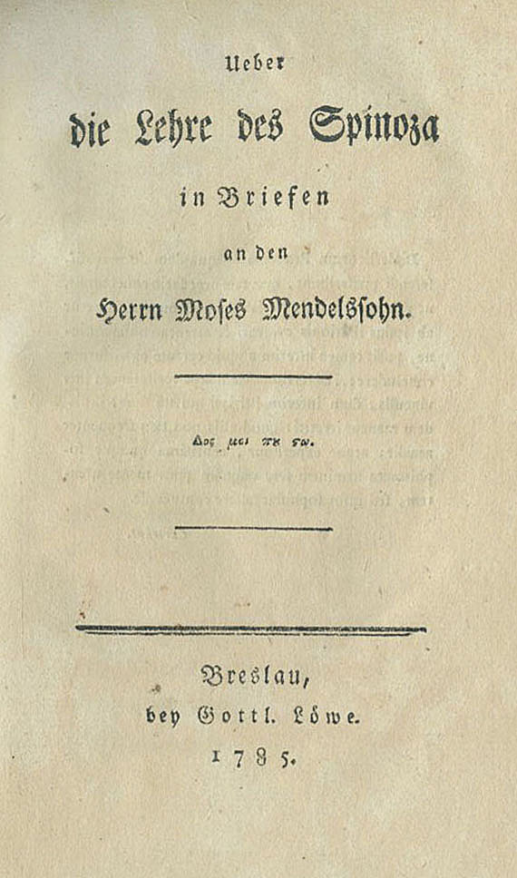 Friedrich Heinrich Jacobi - Ueber die Lehre des Spinoza.