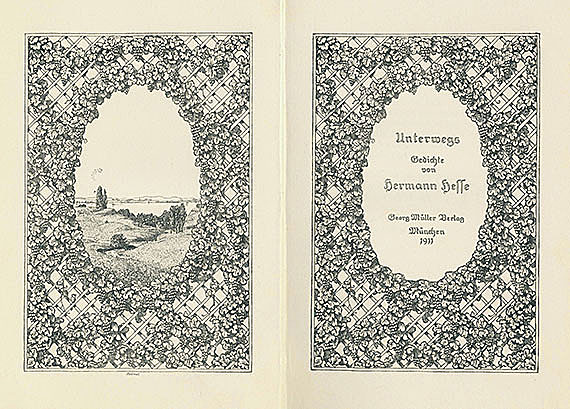 Hermann Hesse - Unterwegs. Mit eigh. Postkarte.