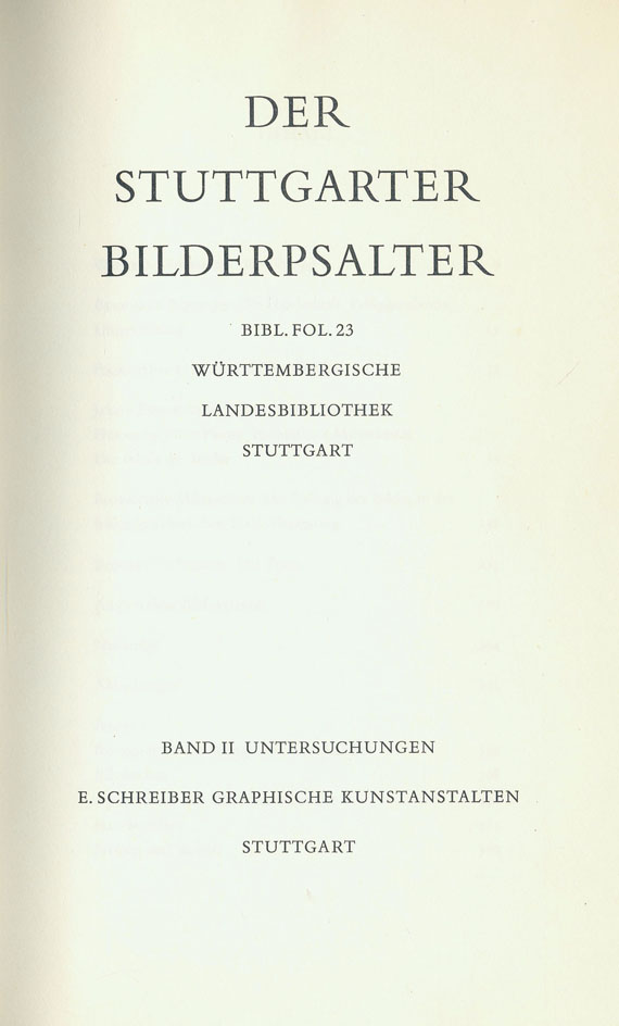   - Faks., Der Stuttgarter Bilderpsalter. 2 Bde.