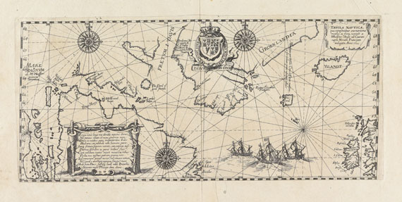  Nordatlantik - 1 Bl. Tabula nautica, qua repaesentatur orae maritimae meatus (De Bry).
