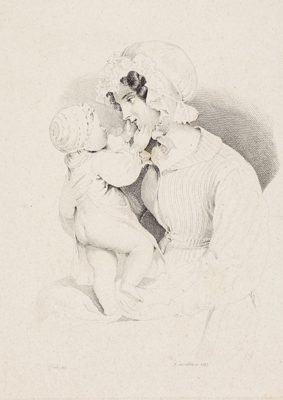 Peter Fendi - 2 Bll.: Mutter mit Kind. Spielende Kinder - Weitere Abbildung