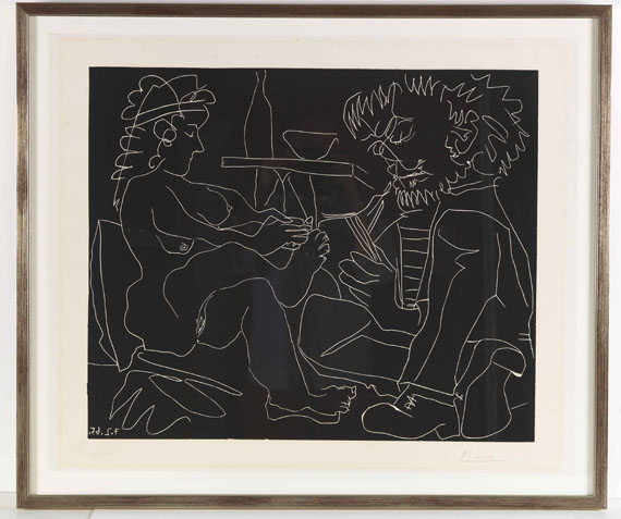 Pablo Picasso - Le peintre et son modèle nu au chapeau - Rahmenbild