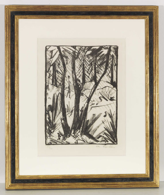 Otto Mueller - Waldlandschaft mit kleinen Figuren (2) - Rahmenbild
