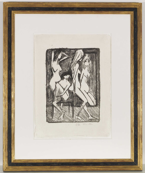 Otto Mueller - Drei Mädchen vor dem Spiegel - Rahmenbild