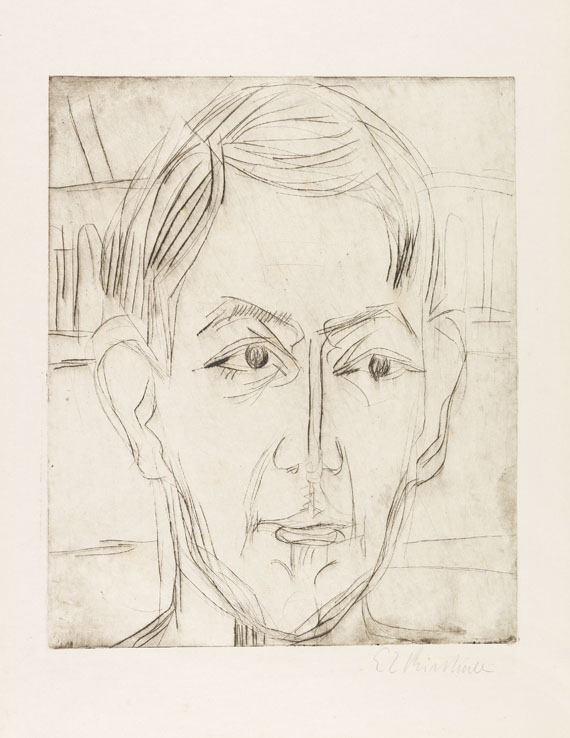 Ernst Ludwig Kirchner - 1 Orig.-Radierung: Portrait Dr. Hans Bütow