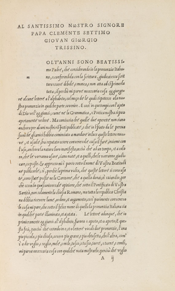 Gian Giorgio Trissino - Epistola de lingua Italiana. 1529. - Weitere Abbildung