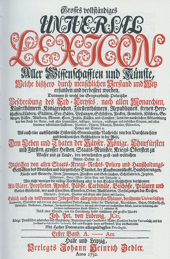 Johann Heinrich Zedler - Großes vollständiges Universal-Lexikon, 68 Bde.