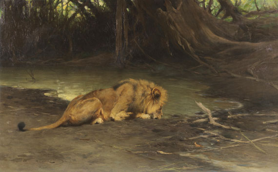 Wilhelm Kuhnert - Löwe an der Tränke