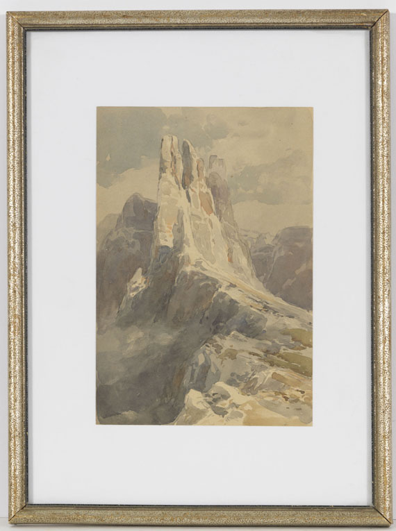 Edward Theodore Compton - Blick auf die Vajolet-Türme in den Dolomiten - Rahmenbild