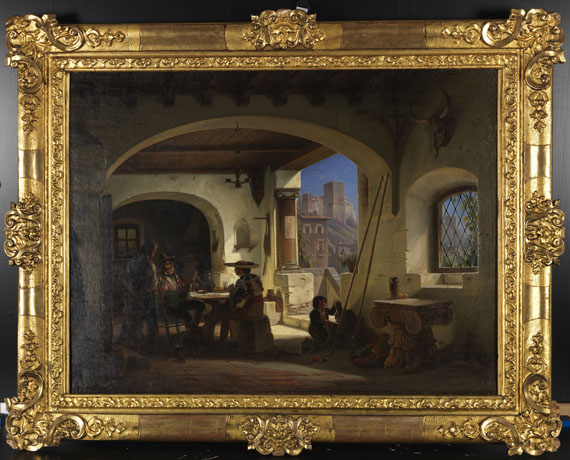 Wilhelm Gail - Picadores in einer spanischen Taverne am Fuße der Alhambra - Rahmenbild