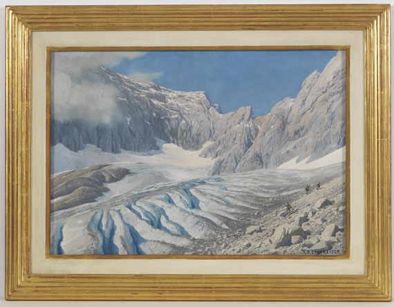 Rudolf Reschreiter - Auf dem Höllentalgletscher (mit Blick auf die Zugspitze) - Rahmenbild