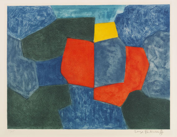 Serge Poliakoff - Composition verte, bleue, rouge et jaune