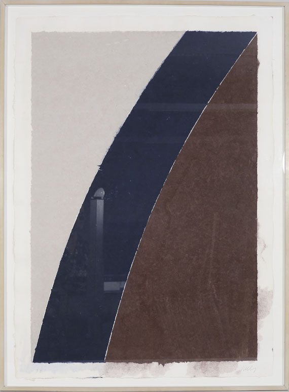 Ellsworth Kelly - Coloured Paper Image XII (Blue Curve with Brown and Grey) - Rahmenbild