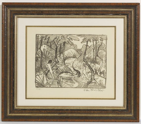 Otto Mueller - Zwei Figuren am Waldbach 2 (Waldlandschaft) - Rahmenbild