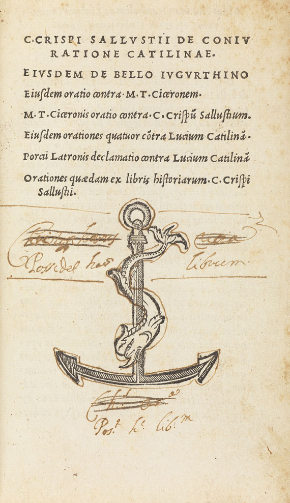  Aldus-Drucke - C. Sallustius Crispus, De coniuratione Catilinae. 1509 - Weitere Abbildung