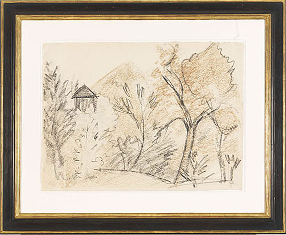 Otto Mueller - Bergige Landschaft mit kleinem Haus - Rahmenbild