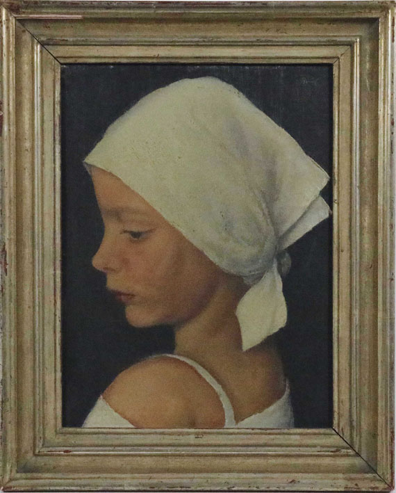 Bruno Breil - Mädchen mit Kopftuch - Rahmenbild