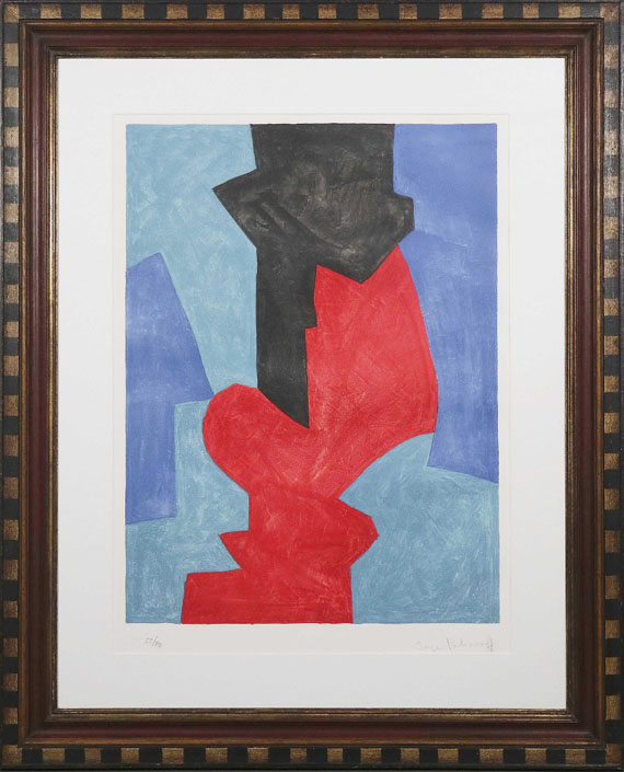 Serge Poliakoff - Composition bleue, rouge et noire - Rahmenbild