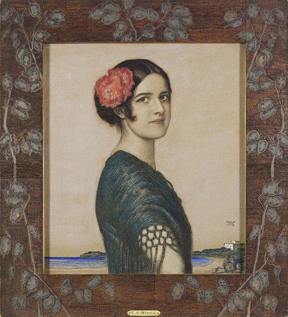 Franz von Stuck - Tochter Mary als Spanierin - Rahmenbild