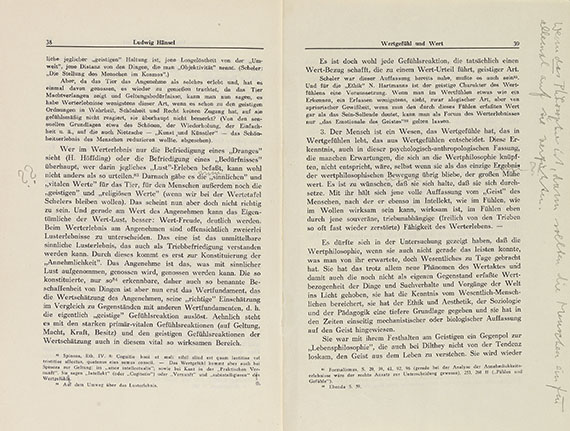 Ludwig Wittgenstein - Hänsel, L., Wertgefühl u. Wert. Eigh. Korrekturexemplar von Wittgenstein. 1949