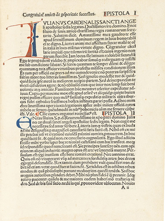  Pius II. (Aeneas Sylvius Picco - Epistolae, 1496. - Angeb.: Franciscus Niger, Grammatica, Basel 1500. - Weitere Abbildung