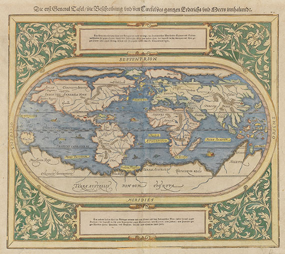  Weltkarte - 3 Bll. General Tafel ... Erdtrichs / Die newen Inseln / Typus Orbis (Münster).