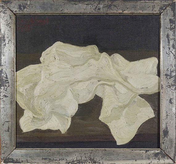 Josef Scharl - Gefaltetes weißes Tuch - Rahmenbild
