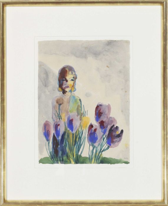 Emil Nolde - Stillleben mit Tulpen und einer Figur - Rahmenbild