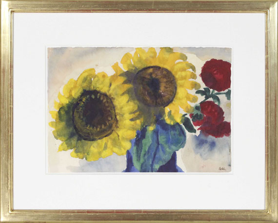 Emil Nolde - Sonnenblumen und rote Blüten - Rahmenbild
